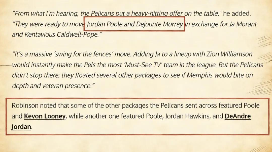 爱游戏娱乐-2换2交易方案出炉!灰熊或与鹈鹕重启谈判,锡安联手莫兰特?